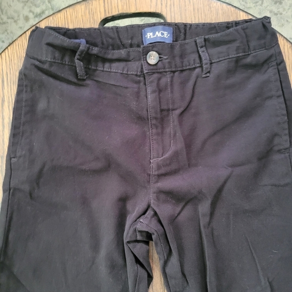 Childrens Place Black Chino Straight Leg Adjustable Waist Pant Size Boy 10 Husky - Picture 2 of 7